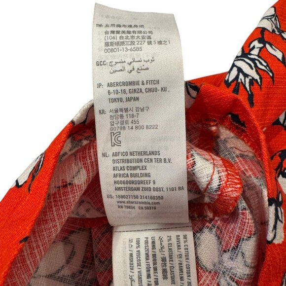 Abercrombie & Fitch Dress Womens XS Red Floral Crisscross Halter Skater Keyhole - Picture 12 of 13